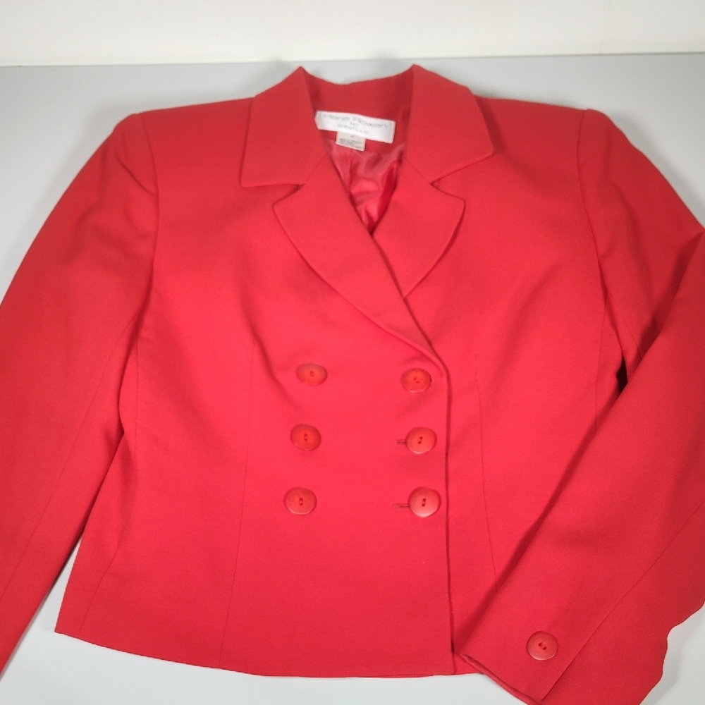 Vintage Rena Rowan for Saville bright red double breasted blazer jacket 4 - Picture 3 of 13